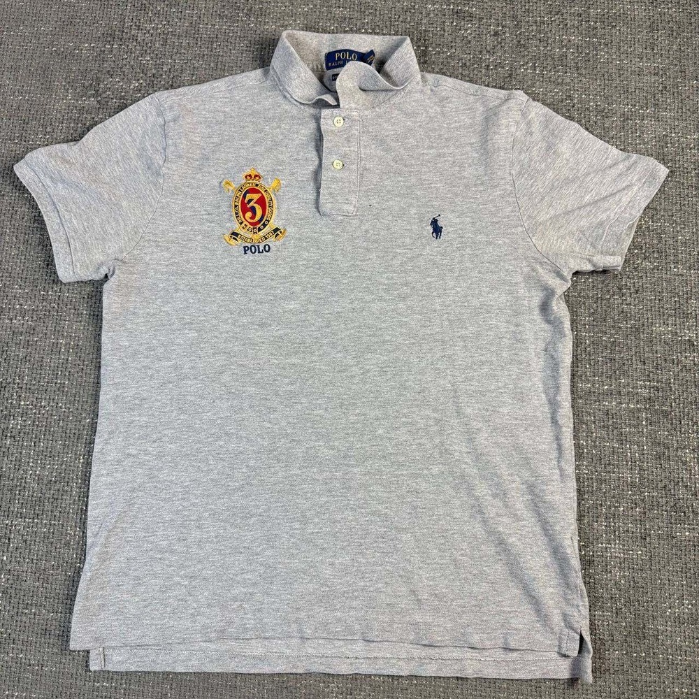 Polo Ralph Lauren Polo Shirt Mens Medium Gray Custom Slim Fit Crest Logo